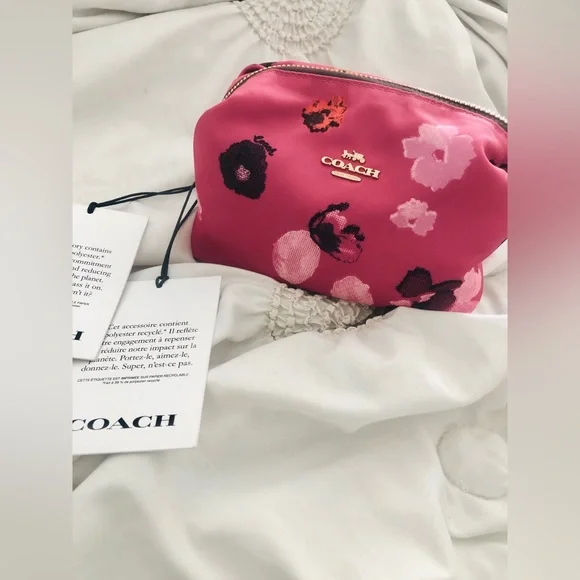 Coach Cosmetic Case with Halftone Floral Print Confetti Pink - Picture 2 of 3